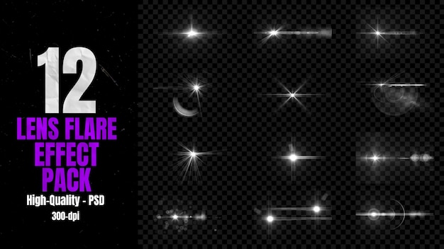 12 high-quality lens flare effect pack