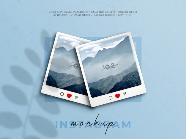 3d instagram interface mockup with 3d heart emoji for social media post mockup