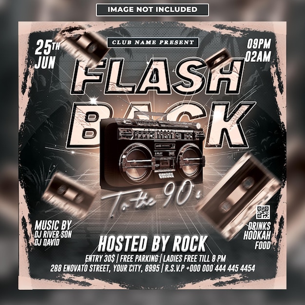 90s flashback party event flyer