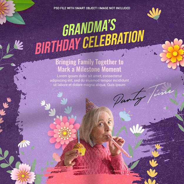 A birthday album cover for grandma s birthday with a birthday cake on it
