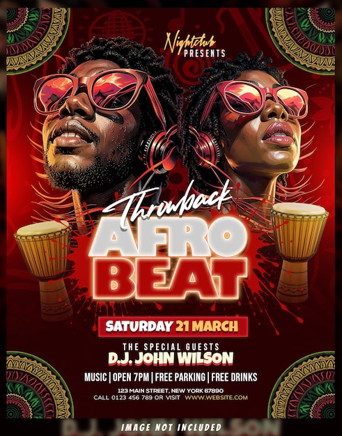 Afro beat music event flyer