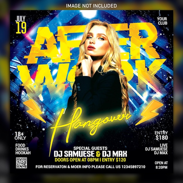 After work hangover party flyer and psd banner