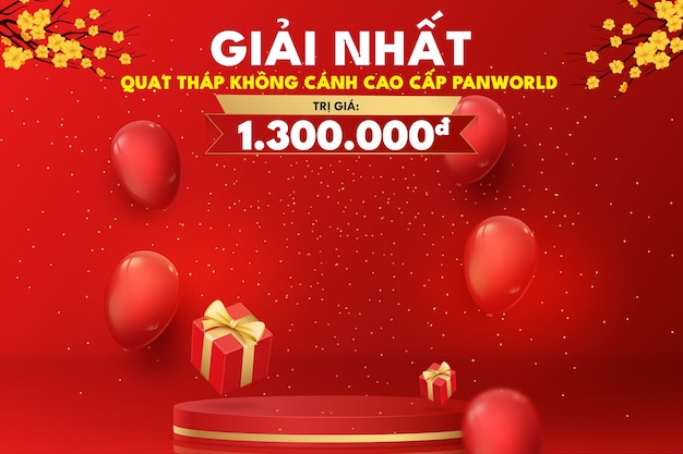 Award ceremony banner with red background