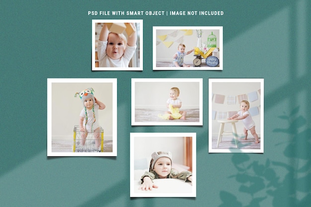 Baby photo frame mockup front view free psd
