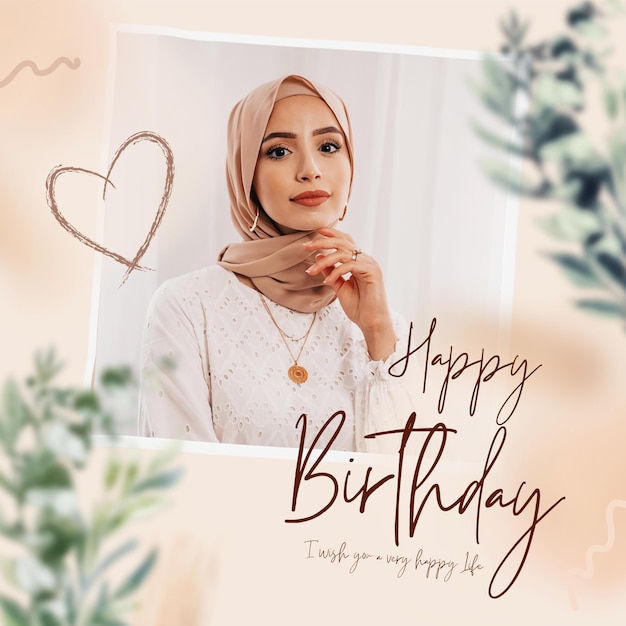 Beige brown creative happy birthday card social media post banner instagram templates