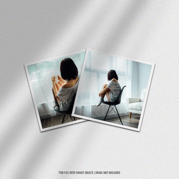 Best memories elegant photo frame polaroid mockup premium psd
