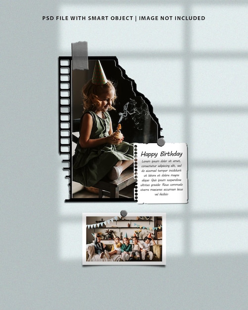 Birthday photo frame set mockup premium psd premium psd