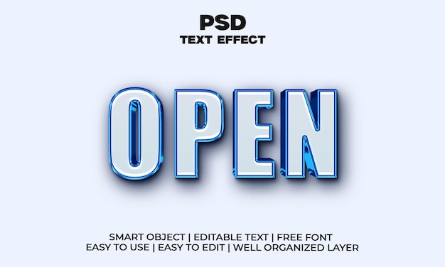 Blue 3d open text effect