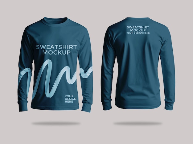 Blue long sleeve sweatshirt mockup template