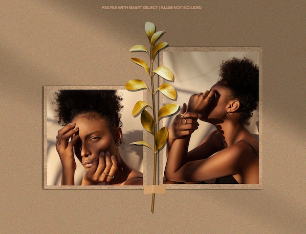 Brown polaroid photo frame mockup premium psd