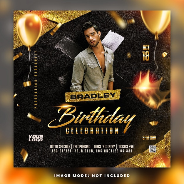 Club dj flyer social media template psd