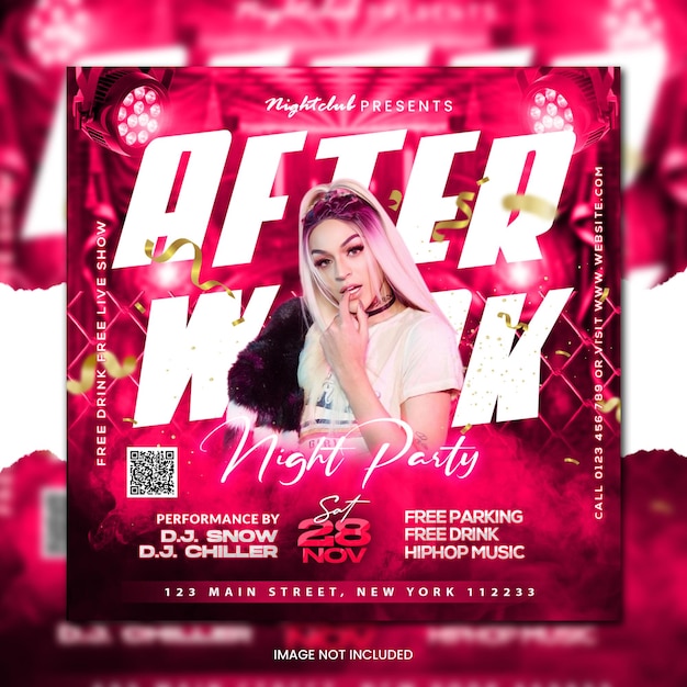 Club dj party flyer social media post