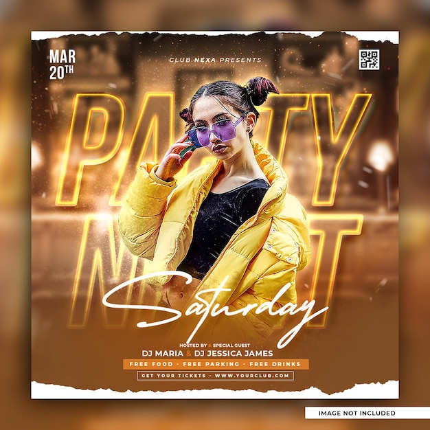 Club dj party flyer social media post