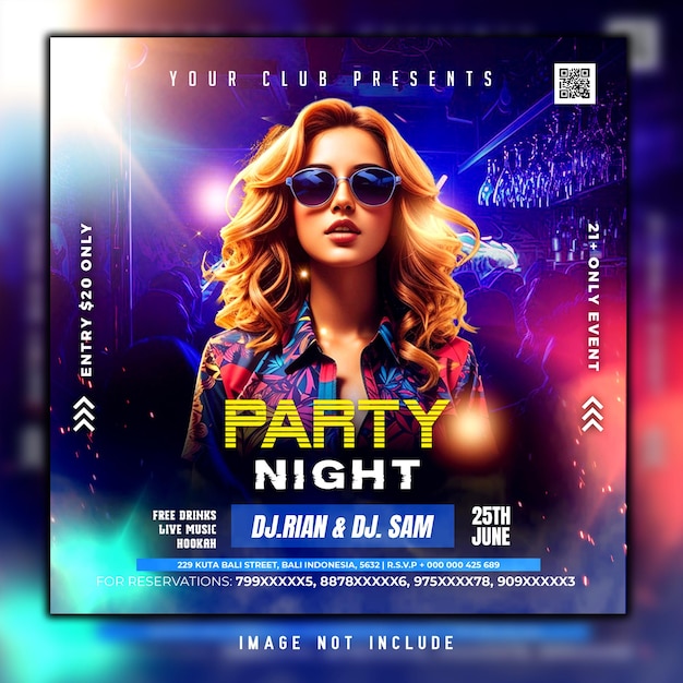 Club dj party flyer social media post