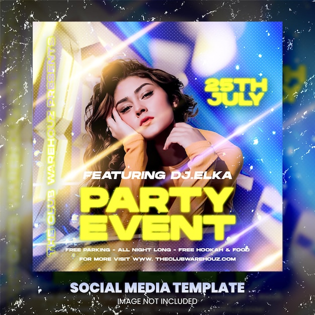 Club dj party flyer social media post
