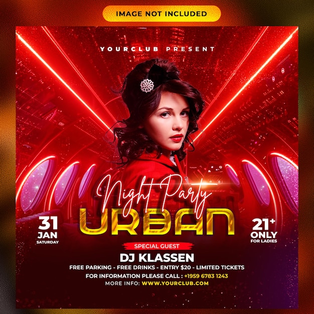 Club dj party flyer social media post design