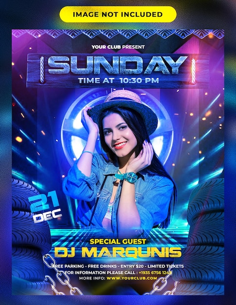 Club dj party flyer social media post design