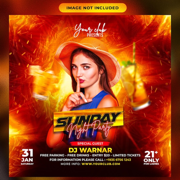 Club dj party flyer social media post design