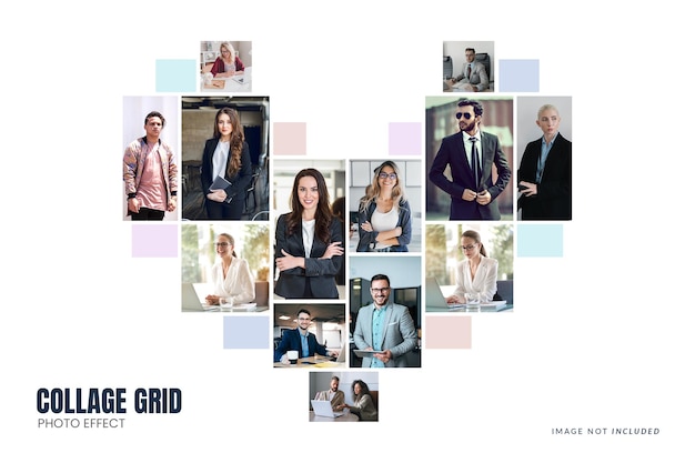 Collage grid and photo collage effect mockup