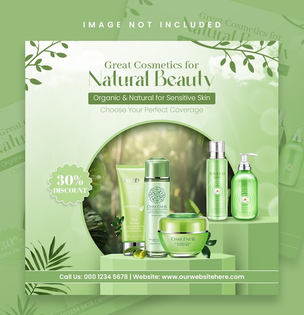 Cosmetics beauty product makeup facebook and instagram social media post banner design template