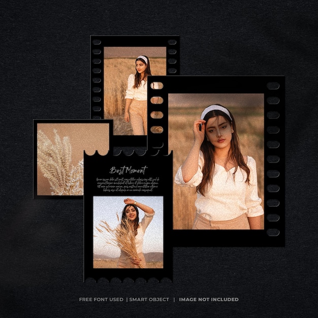 Creative filmstrip mood board mockup template