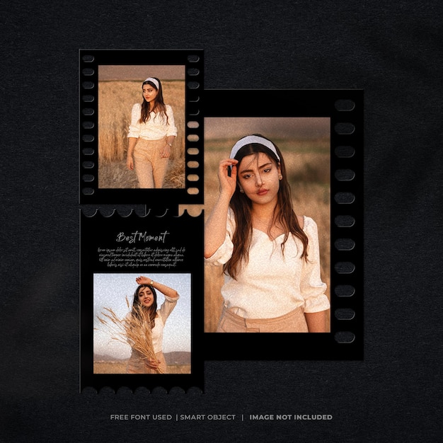 Creative filmstrip mood board mockup template