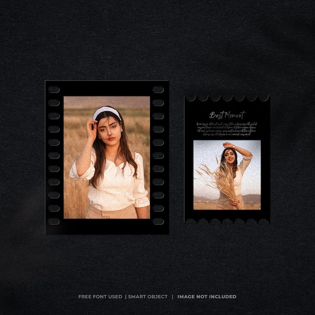 Creative filmstrip mood board mockup template