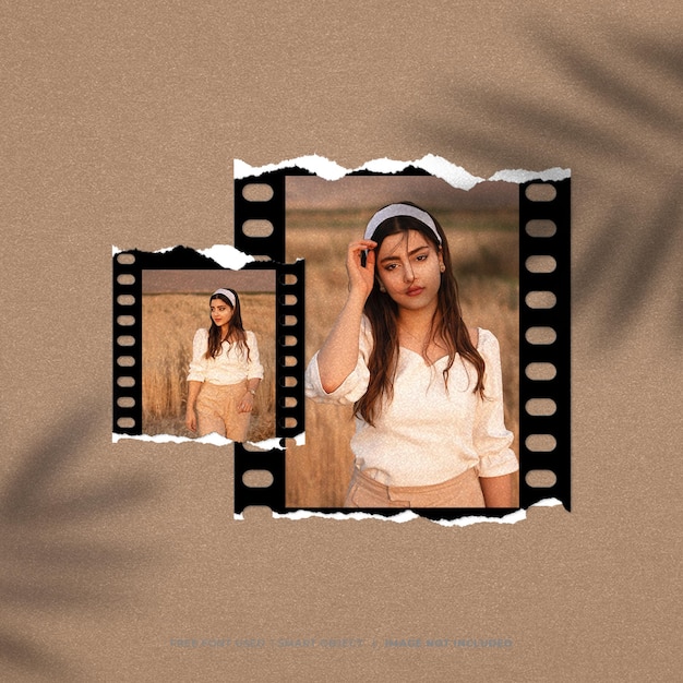 Creative filmstrip mood board mockup template