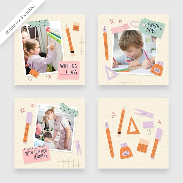 Cute children school education social media banner