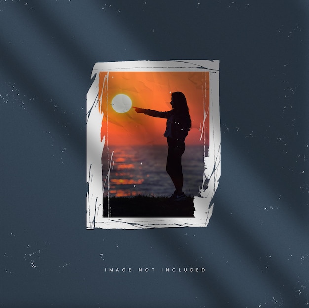 Dramatic sunset photo frame mockup