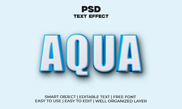 Editable aqua 3d psd text effect