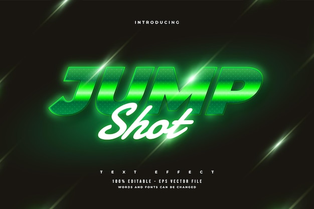 Editable text effect in green retro style and glowing neon effect