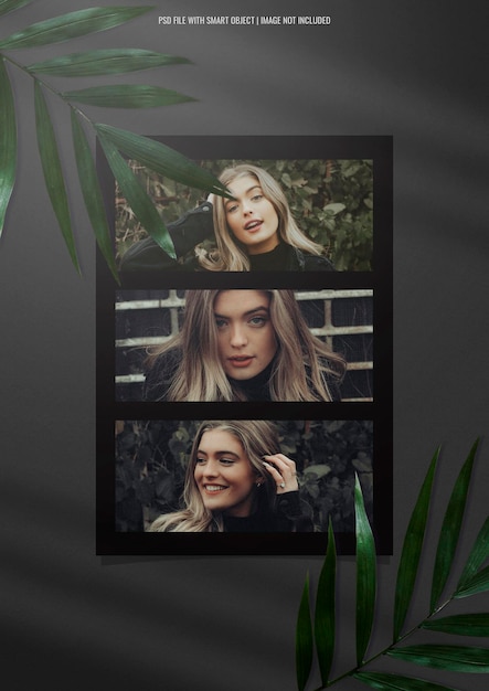 Elegant black photo frame polaroid premium psd