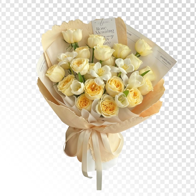 Elegant bouquet of yellow and white roses