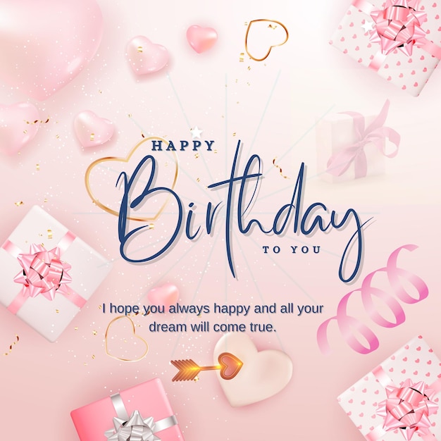 Elegant gold balloon decoration for happy birthday instagram post 1