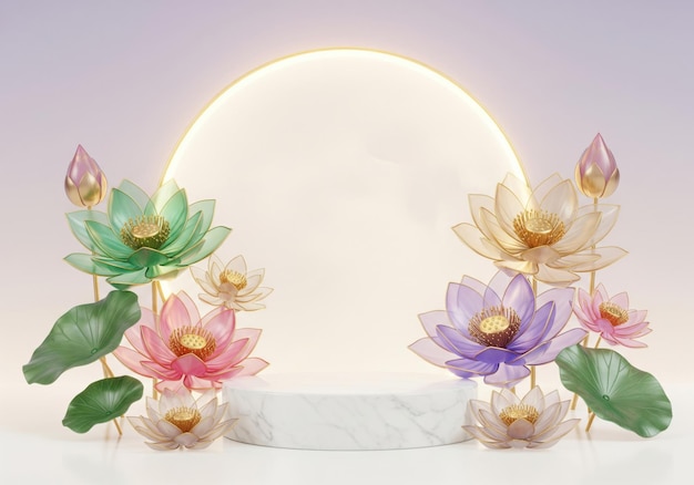 Elegant lotus flower stage display with floral accents