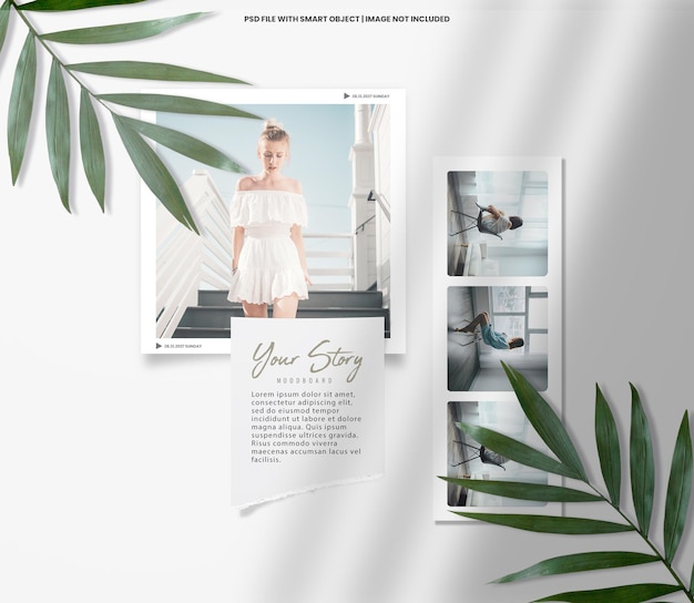 Elegant white photo frame polaroid premium psd