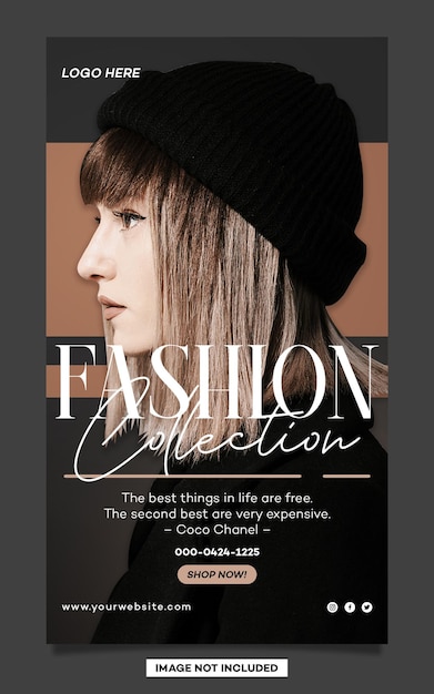 Fashion collection 2 template for social media story post instagram and facebook