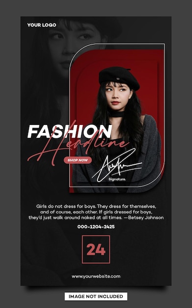 Fashion headline intagram story flyer banner poster template with red and black style color 1