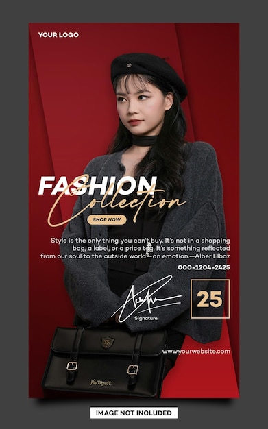 Fashion headline intagram story flyer banner poster template with red and black style color 5