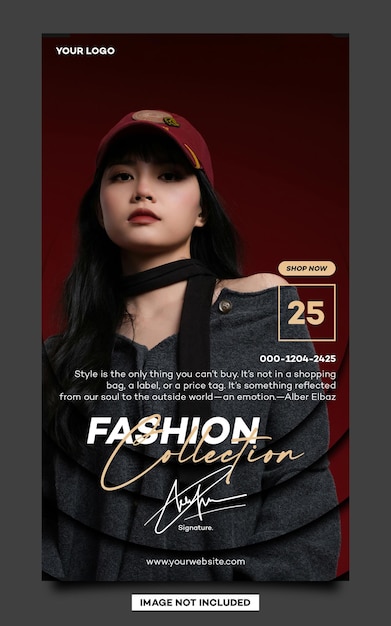 Fashion headline intagram story flyer banner poster template with red and black style color 8