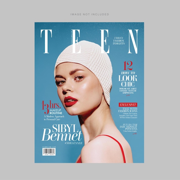 Fashion magazine cover template in chic elegant theme in vector eps