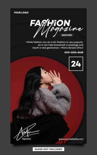 Fashion magazine intagram story flyer banner poster template with red and black style color 10