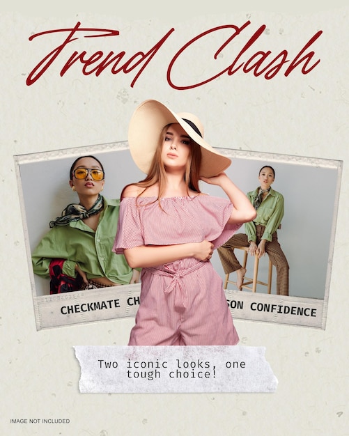 Fashion poster with three models instagram post template