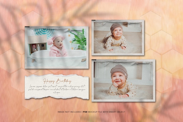 Film frame photo mockup with light leaks and dust textures and clean photo frame set