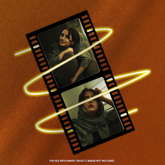 Filmstripe polaroid photo frame mockup premium psd