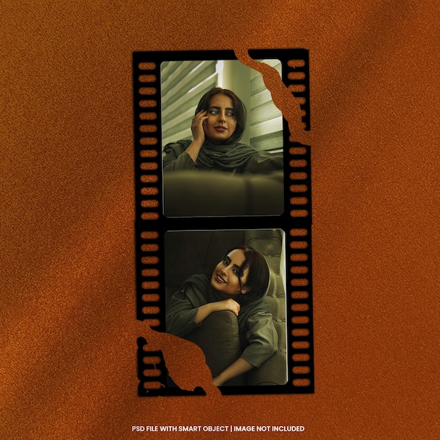 Filmstripe polaroid photo frame mockup premium psd