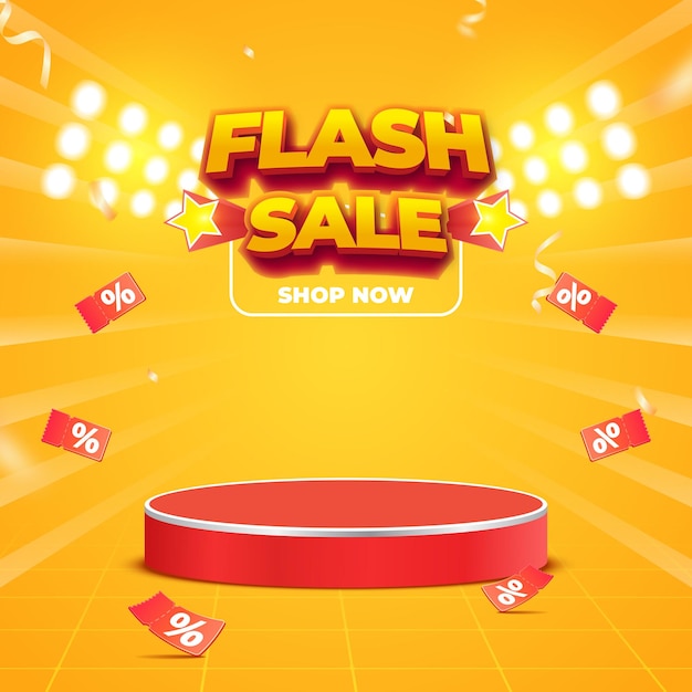 Flash sale social media post banner design template with text effect