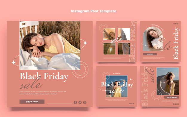 Flat black friday instagram posts collection