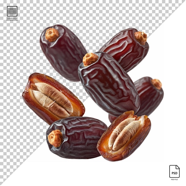 Flying dates isolated on transparent background psd